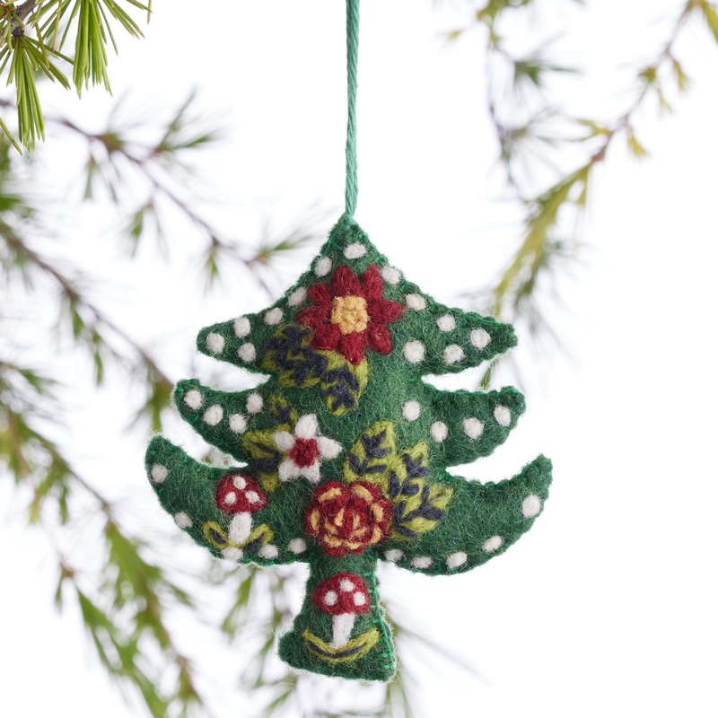 Wool Floral Christmas Tree Ornament