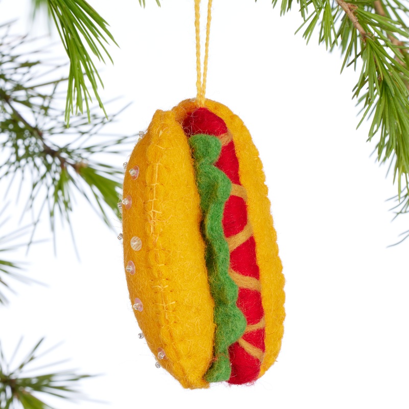 Wool Hot Dog Ornament
