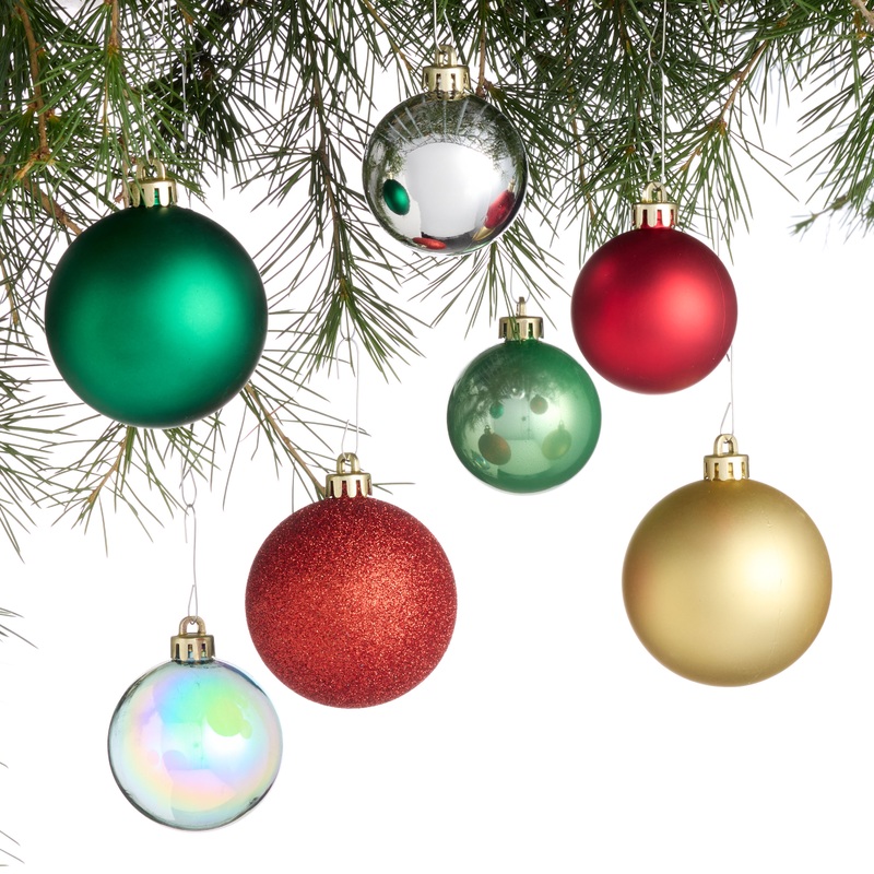 Traditional Shatterproof Ball Ornaments 42 Pack
