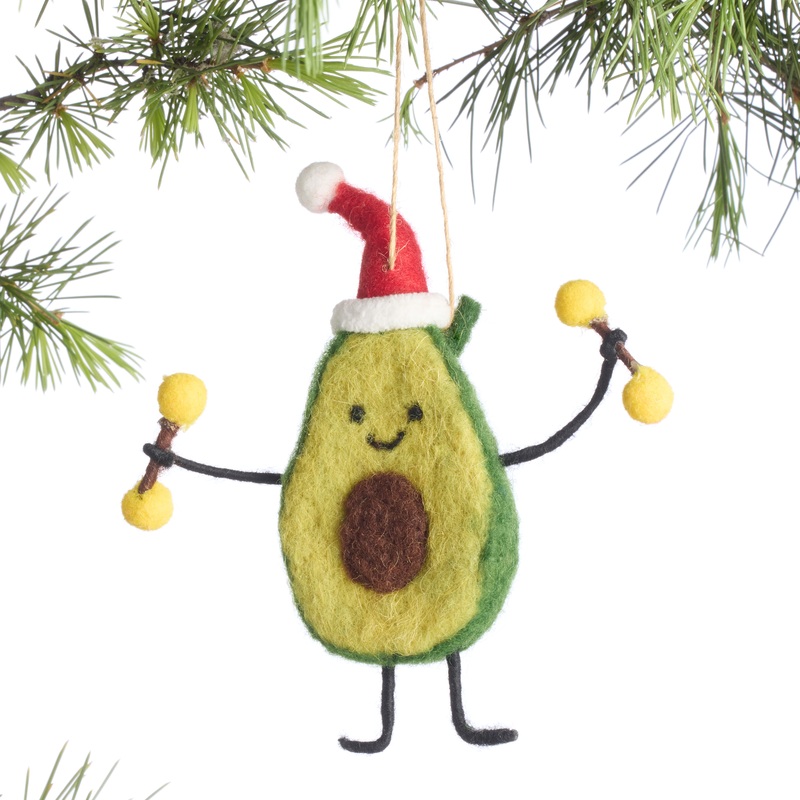 Wool Avocado with Weights Ornament