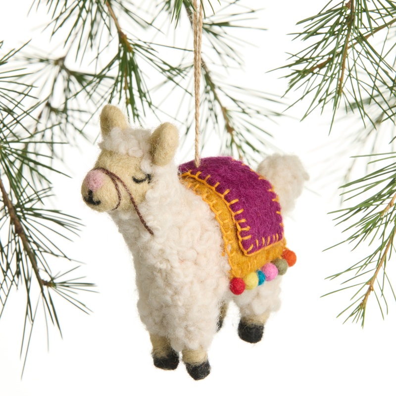 Wool Llama with Bright Blanket Ornament