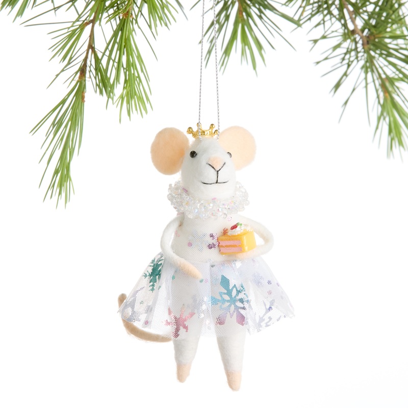 Wool Mouse Queen with Cake Ornament