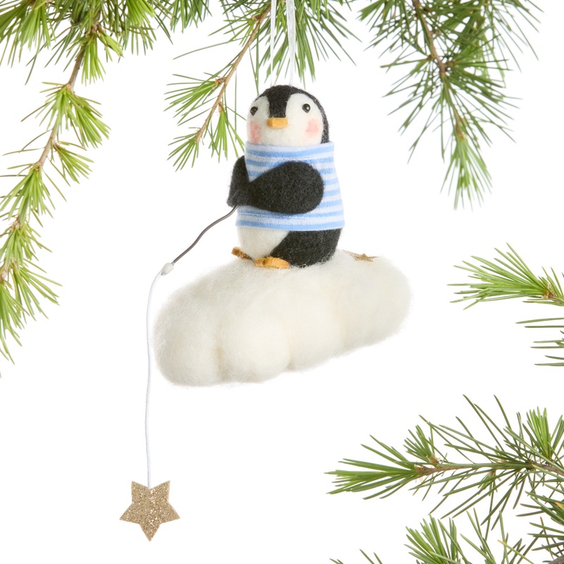 Wool Penguin on Cloud Ornament