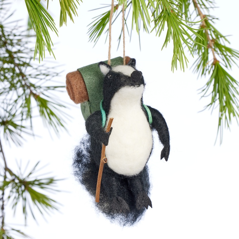 Wool Skunk Hiker Ornament