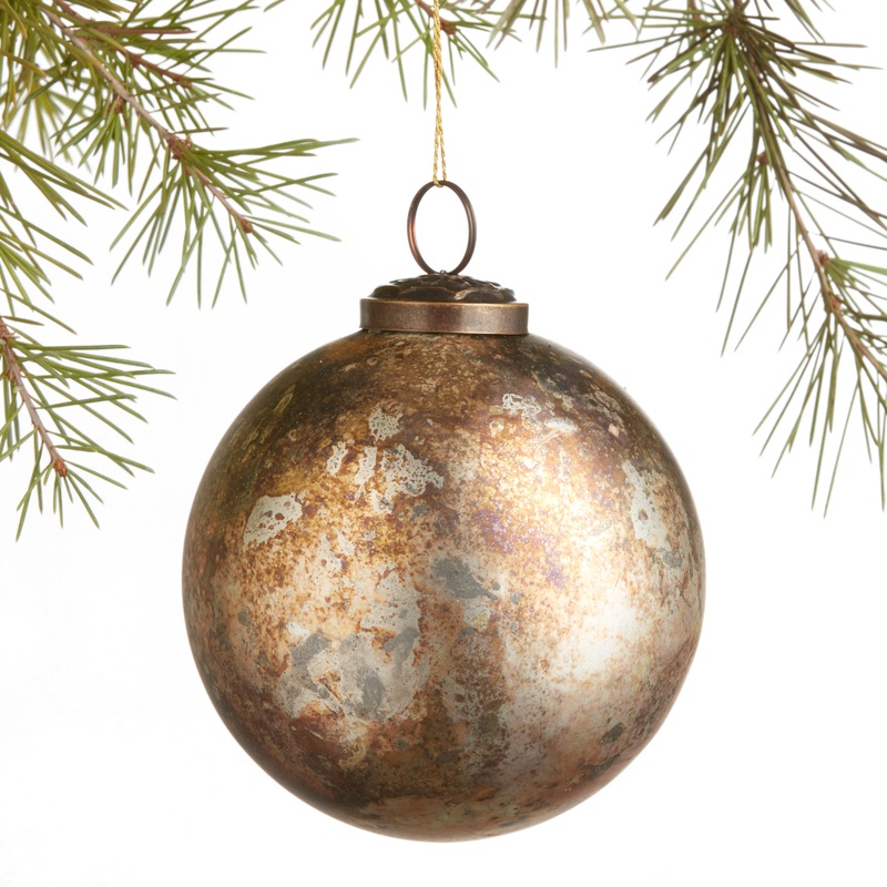 Antique Gold Glass Ball Ornament