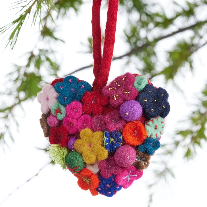 Wool Floral Heart Ornament