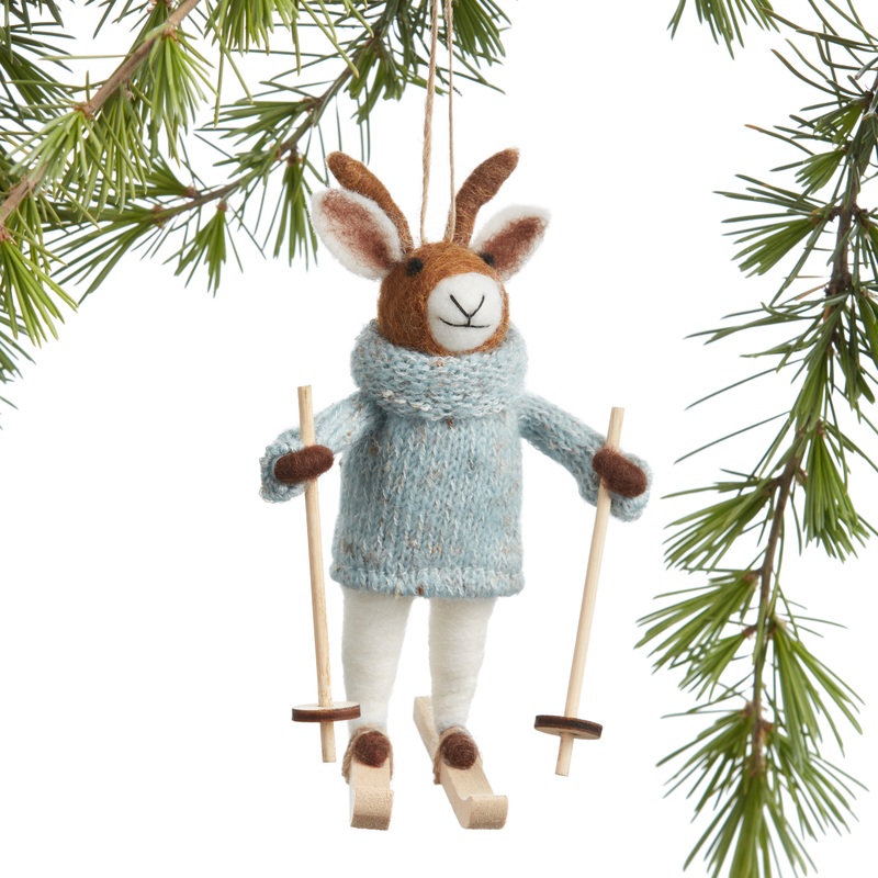 Wool Skiing Deer Ornament