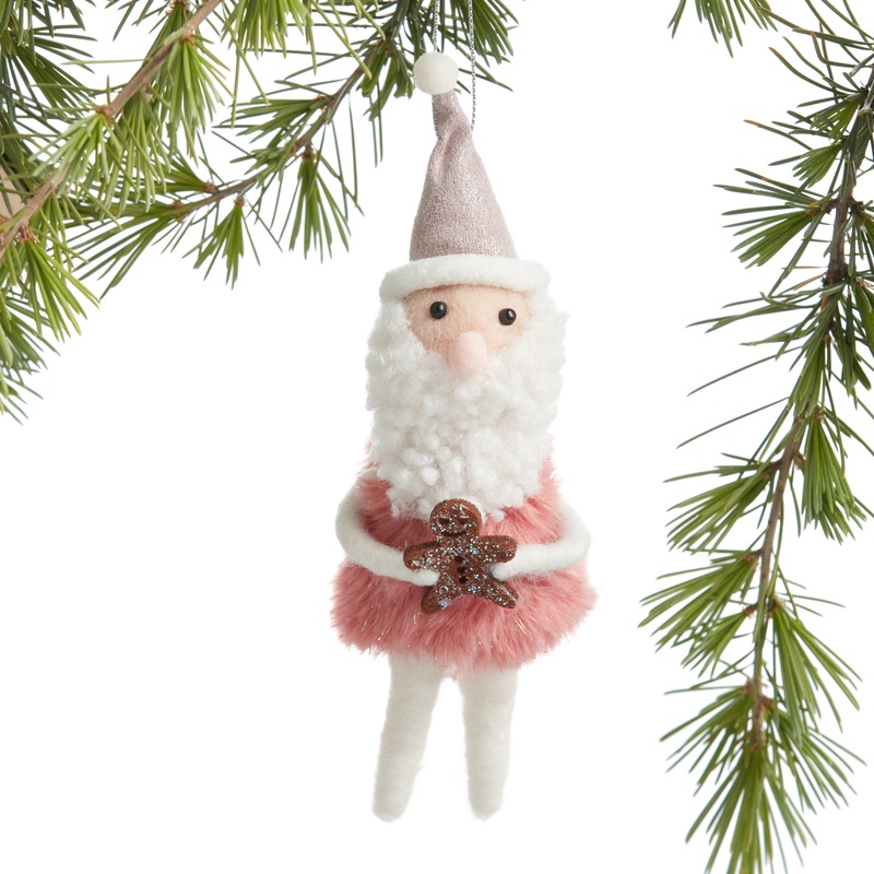 Wool Sugarplum Santa With Gingerbread Cookie Ornament