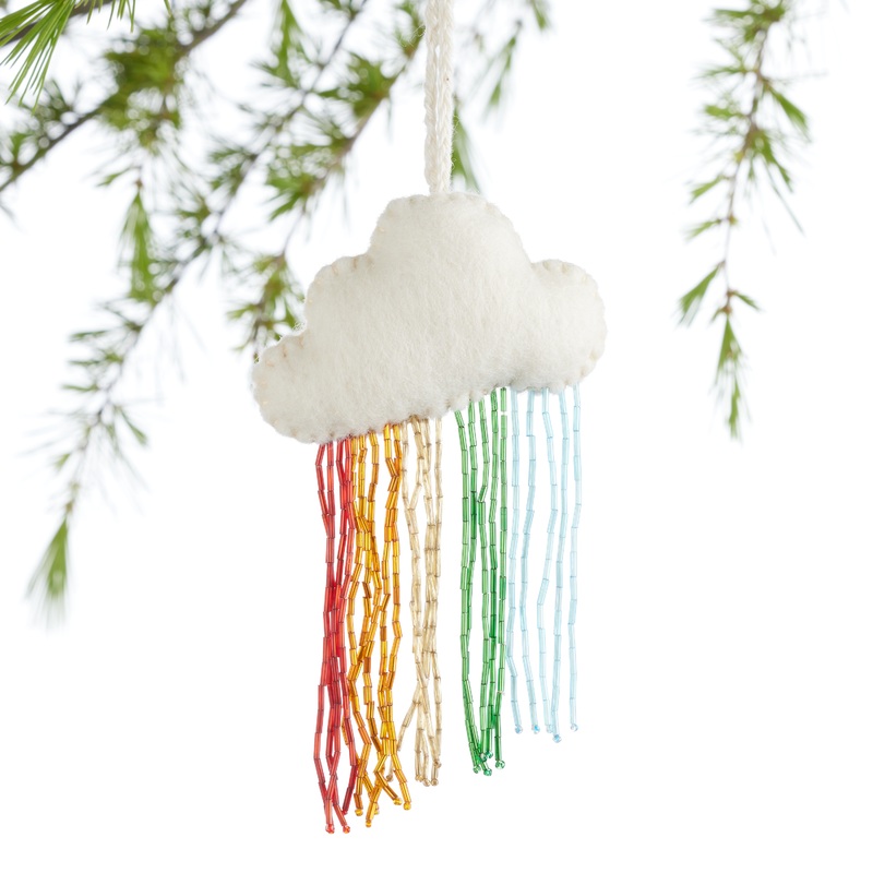 Wool Cloud With Rainbow Beads Ornament