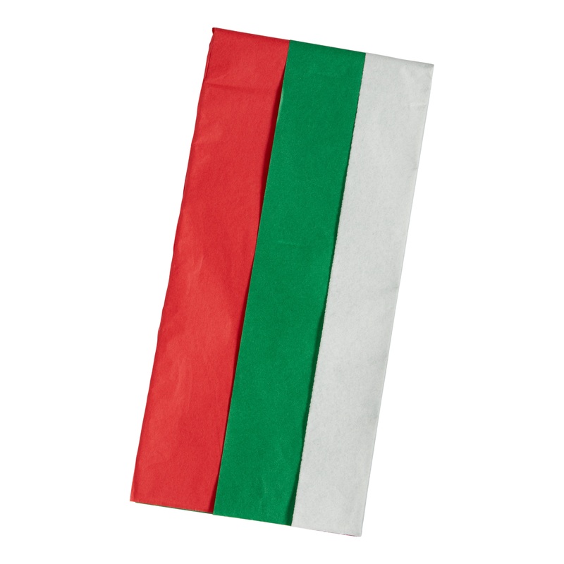 Solid Red, White and Green Tissue Paper