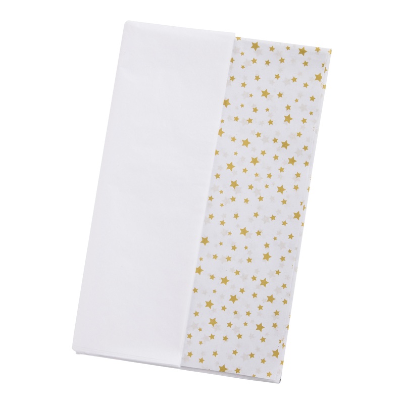 Solid White And Gold Star Tissue Paper 20 Count