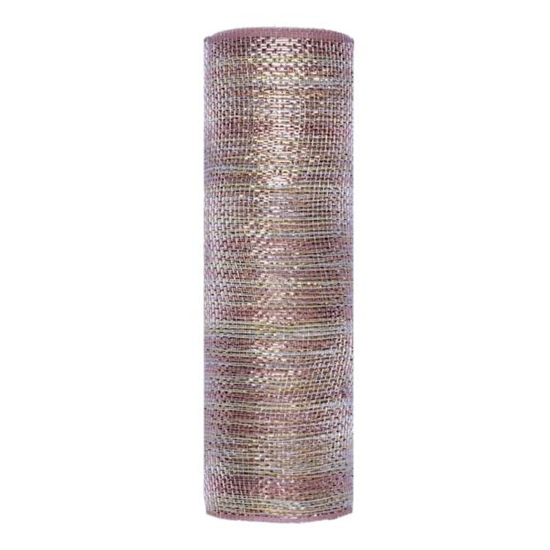 10.5″ Rose Gold & Champagne Mesh Ribbon, 10yd
