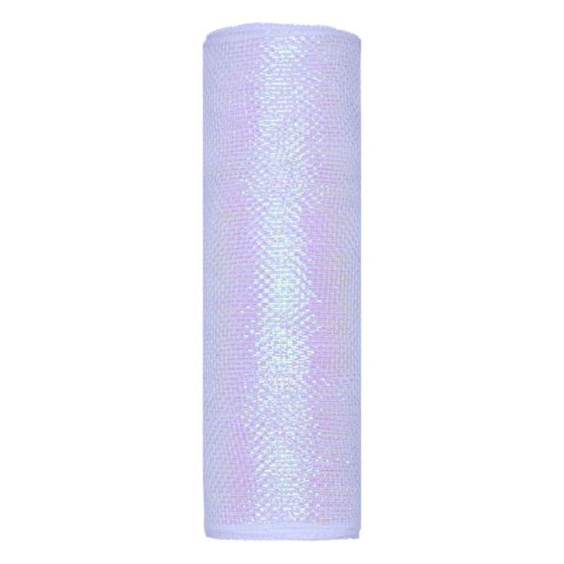 10.5″ White Iridescent Mesh Ribbon, 10yd