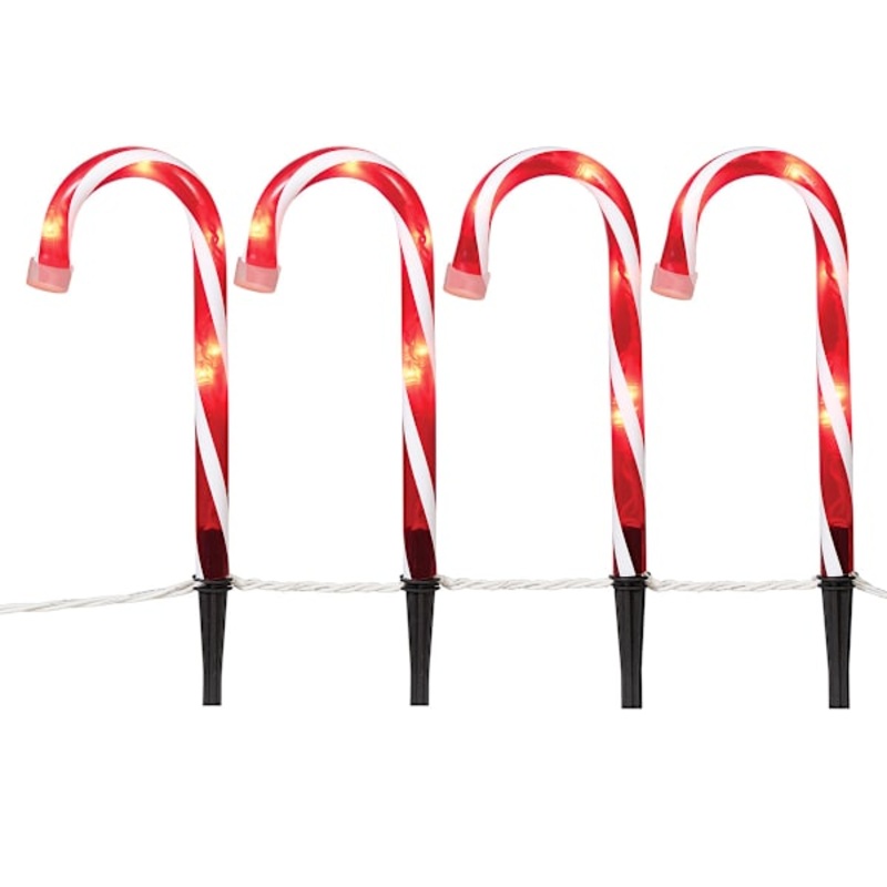 10-Count Pre-Lit Candy Canes with 50 Lights, 10″
