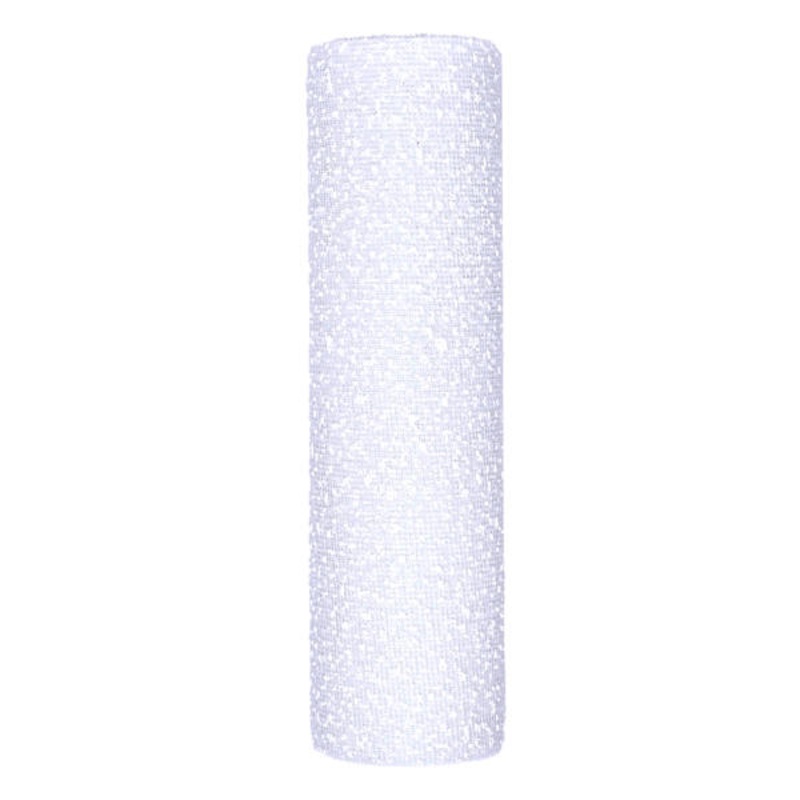 10″ White Snow Mesh Ribbon, 5yd