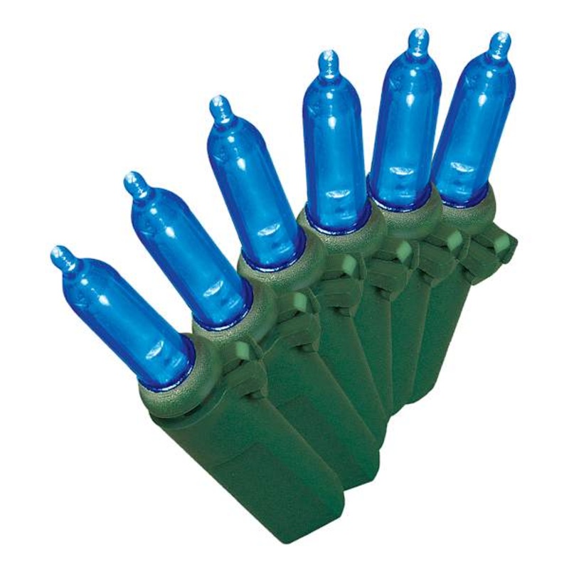 100-Count Blue LED Mini String Lights with Green Wire