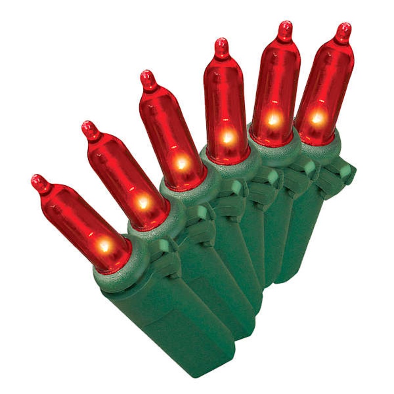 100-Count Red LED Mini String Lights with Green Wire