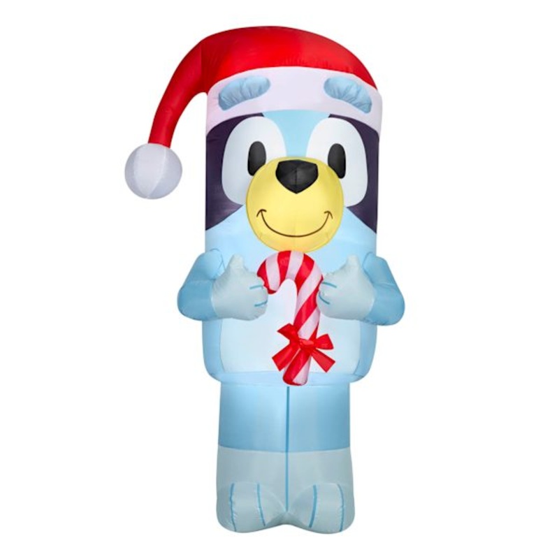 (IN24) Airblown Bluey In Santa Hat With Candy Cane Inflatable, 6.5′