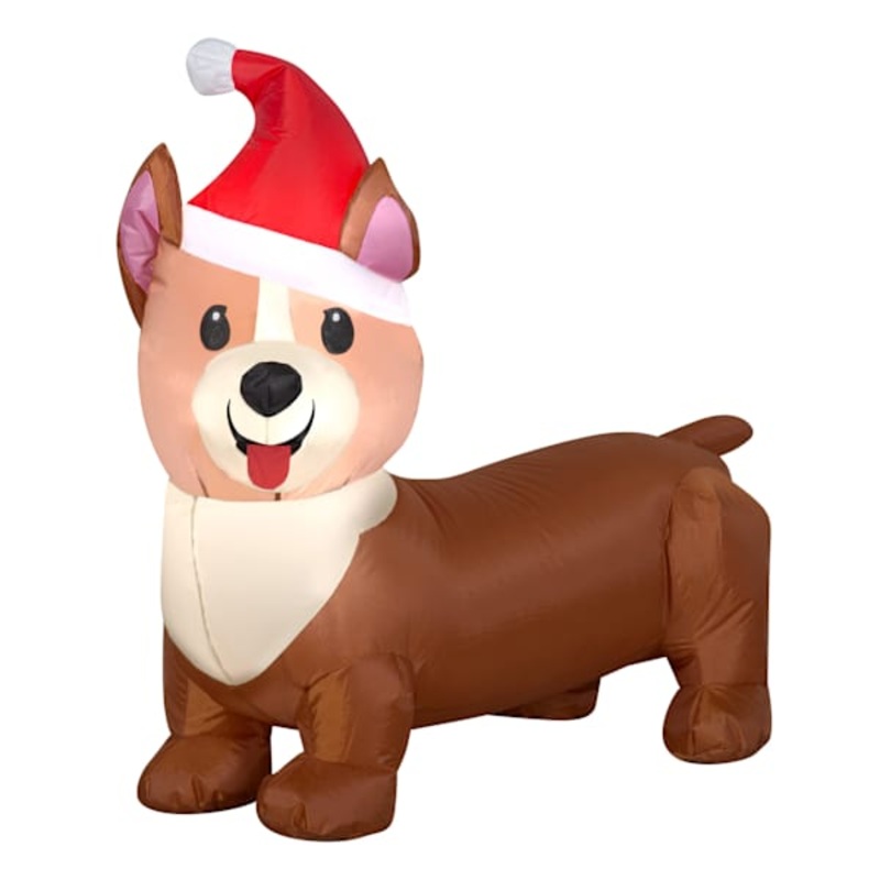 (IN28) Holiday Light Corgi Dog Inflatable, 3.5′ Wide