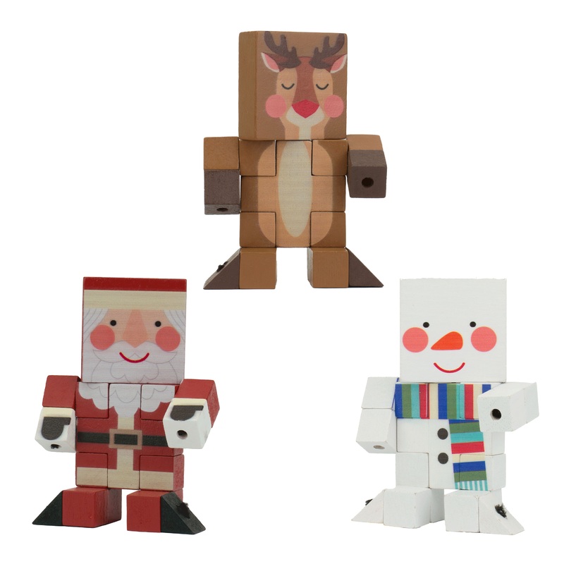 Toysmith Holiday Wood Fidget Puzzle Set of 3