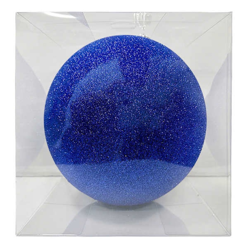 1-Count Large Blue Glittered Shatterproof Ornament, 7.7″