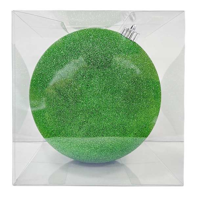 1-Count Large Green Glittered Shatterproof Ornament, 7.7″