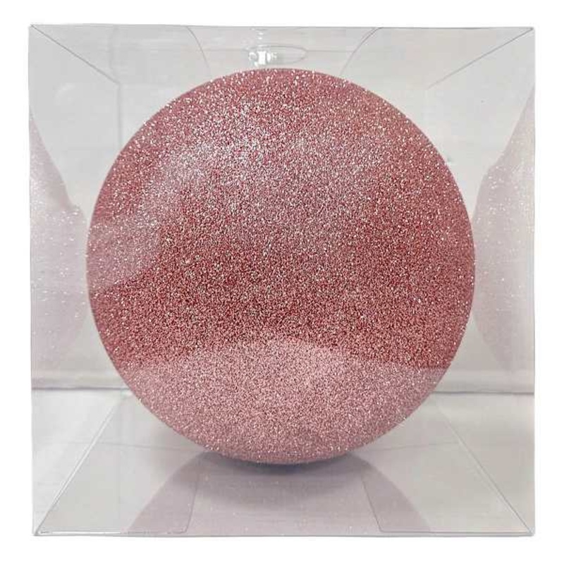1-Count Large Pink Glittered Shatterproof Ornament, 7.7″