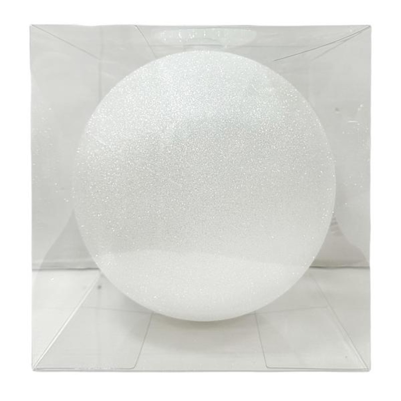 1-Count Large White Glittered Shatterproof Ornament, 7.7″