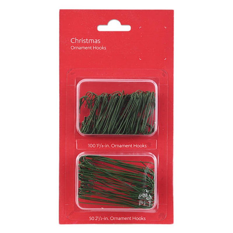 150-Count Green Ornament Hooks Strip