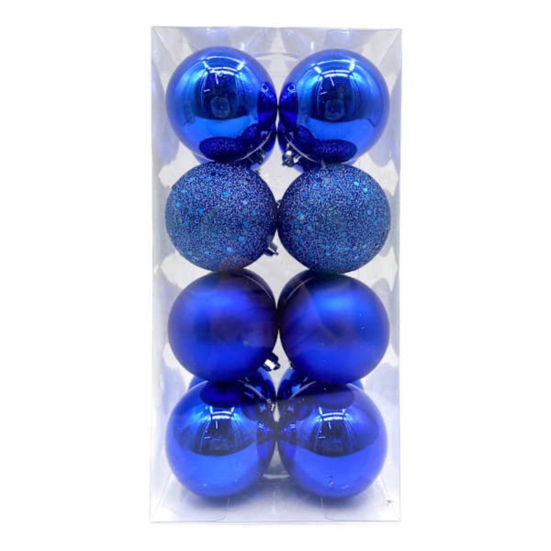 16-Count Blue Mix Shatterproof Ornaments, 70mm