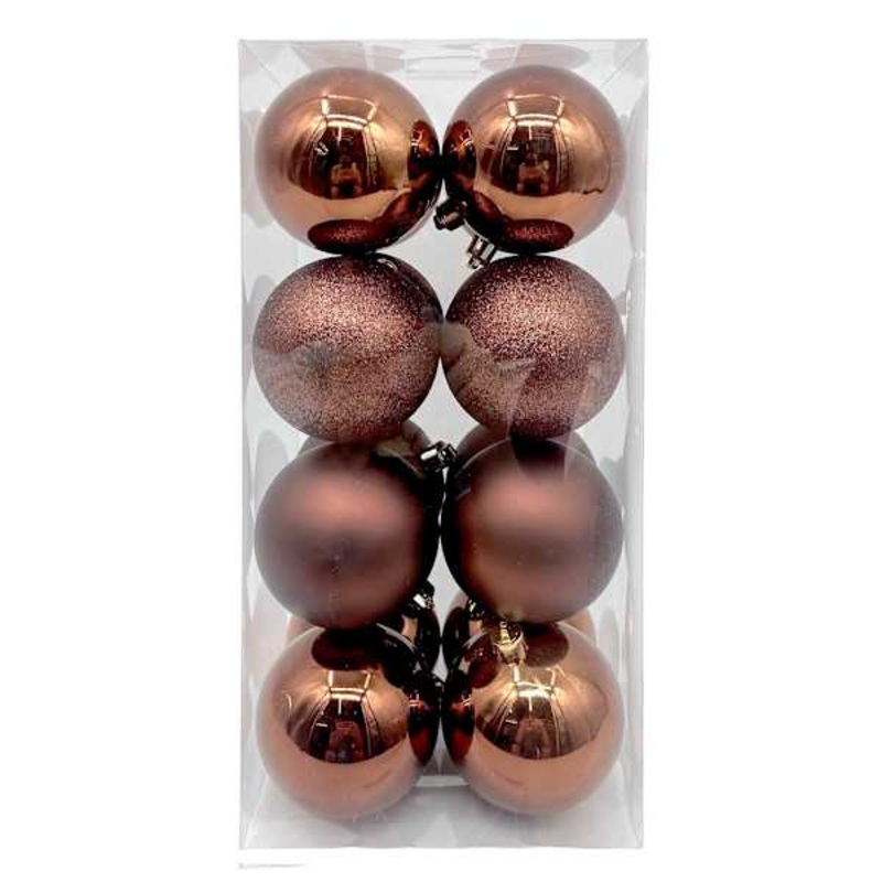 16-Count Brown Mix Shatterproof Ornaments, 70mm
