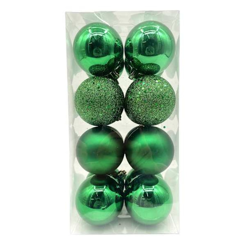 16-Count Green Mix Shatterproof Ornaments, 70mm