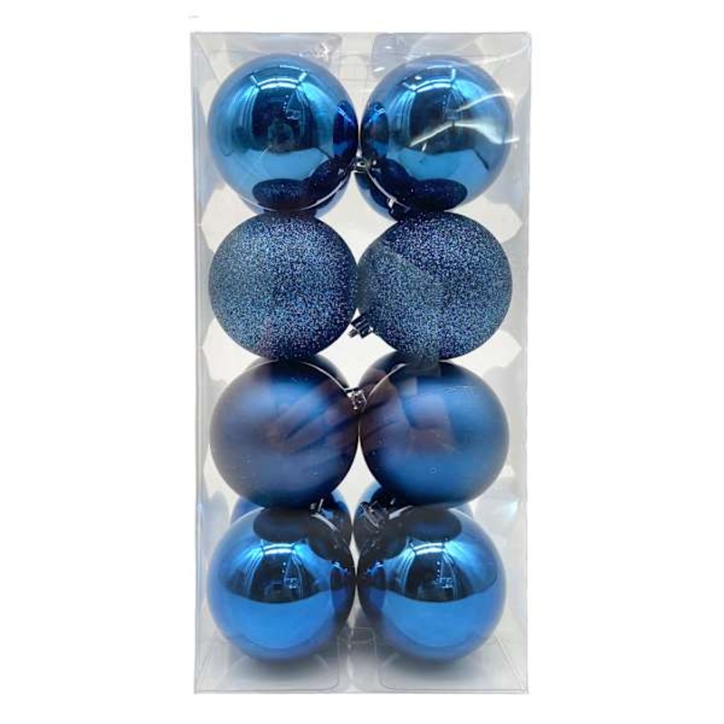 16-Count Navy Mix Shatterproof Ornaments, 70mm