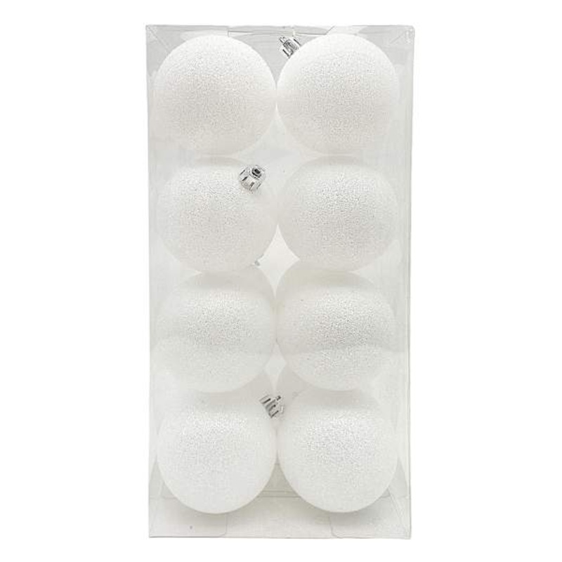 16-Count White Mix Shatterproof Ornaments, 70mm