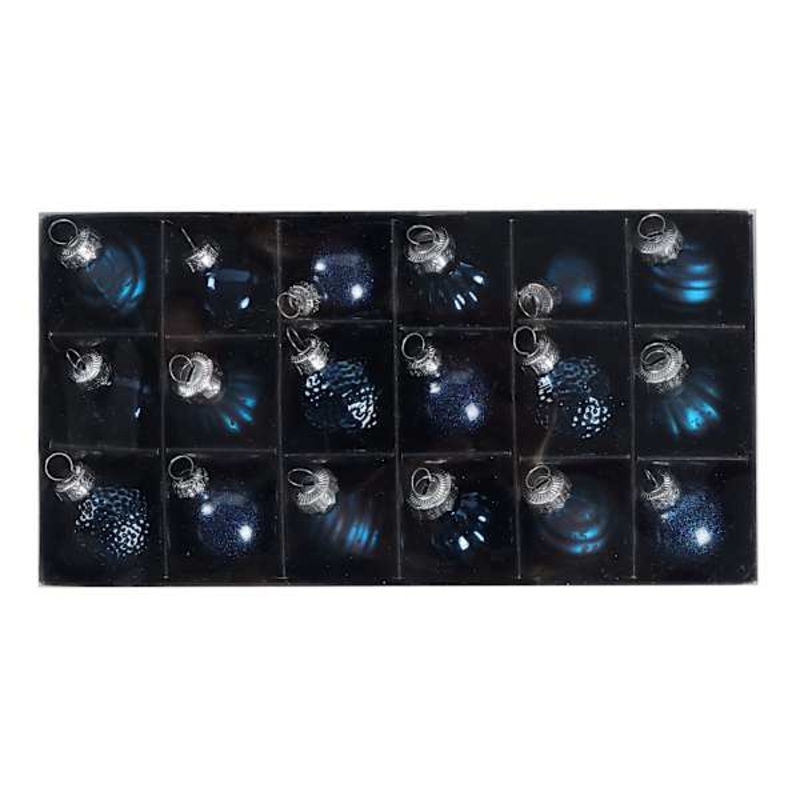 18-Count Blue Mix Glass Ornaments, 40mm