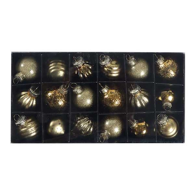 18-Count Gold Mix Glass Ornaments, 40mm