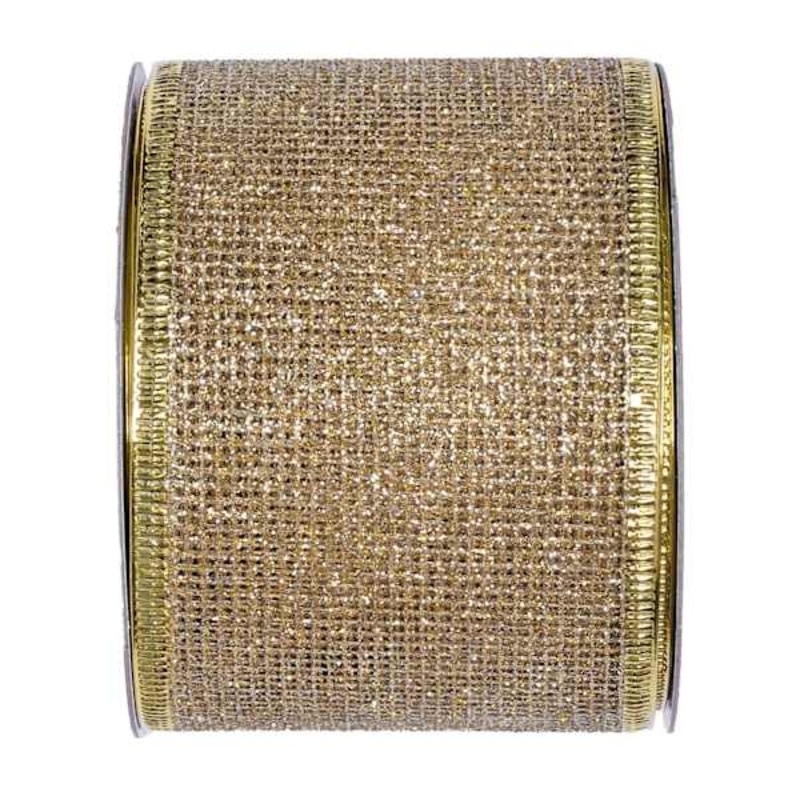2.5″ Gold Glittered Net Ribbon, 8yd