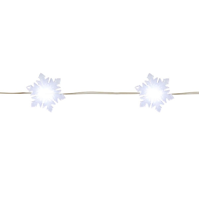 20-Count LED Cool White Snowflake Wire Lights