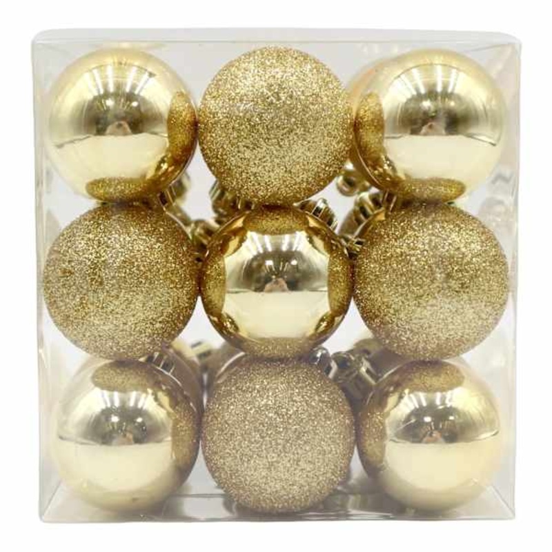 27-Count Gold Mix Shatterproof Ornaments, 40mm
