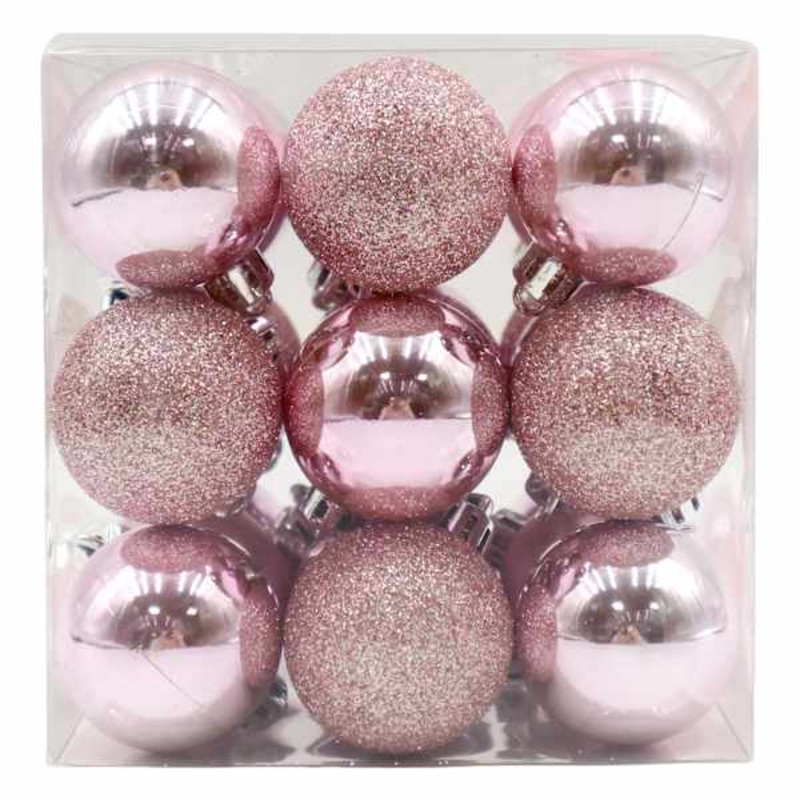 27-Count Pink Mix Shatterproof Ornaments, 40mm