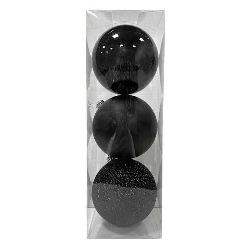 3-Count Black Mix Shatterproof Ornaments, 5.9″