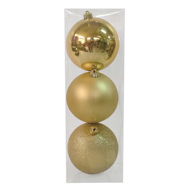 3-Count Gold Mix Shatterproof Ornaments, 5.9″