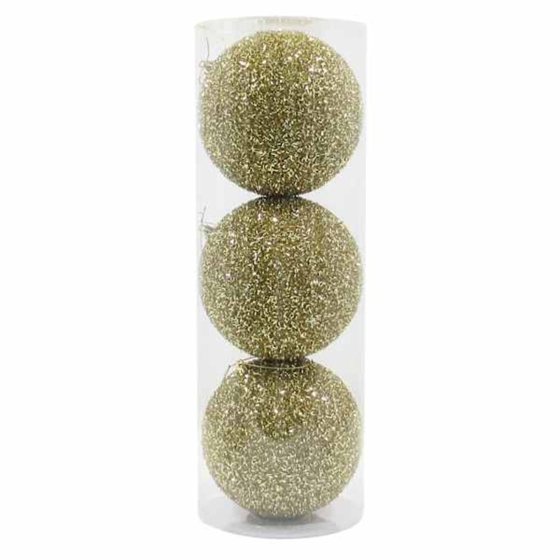 3-Count Gold Tinsel Ornaments, 5.9″