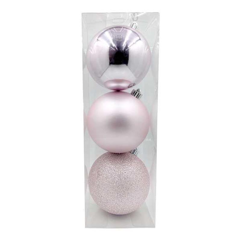 3-Count Pink Glittered Shatterproof Ornaments, 5.9″