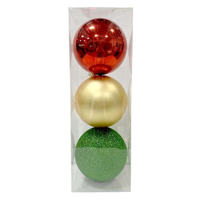 3-Count Red, Green & Gold Gold Mix Shatterproof Ornaments