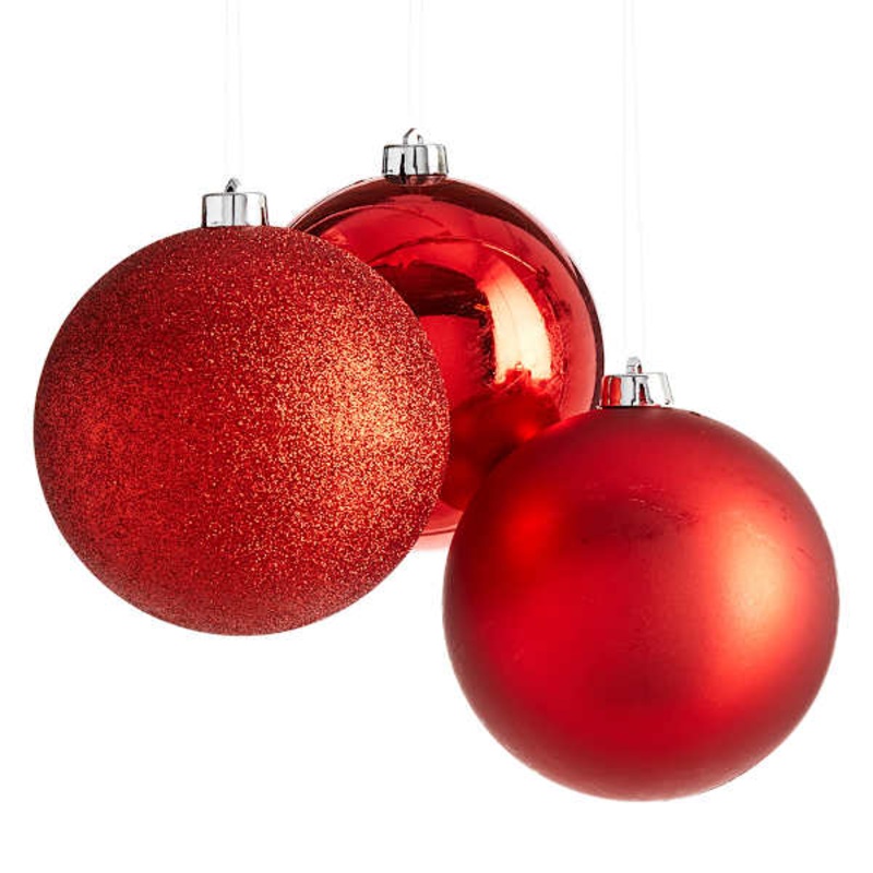 3-Count Red Mix Shatterproof Ornaments