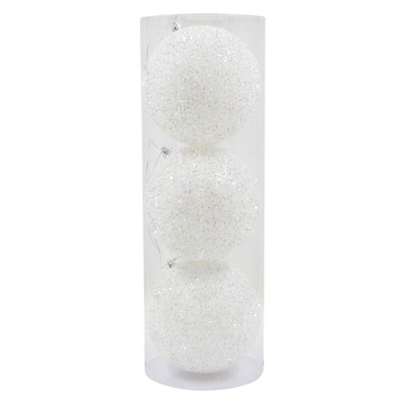 3-Count White Tinse Ornaments, 5.9″