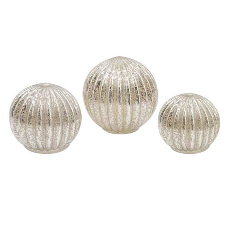 3-Pack LED Metallic Glass Sphere