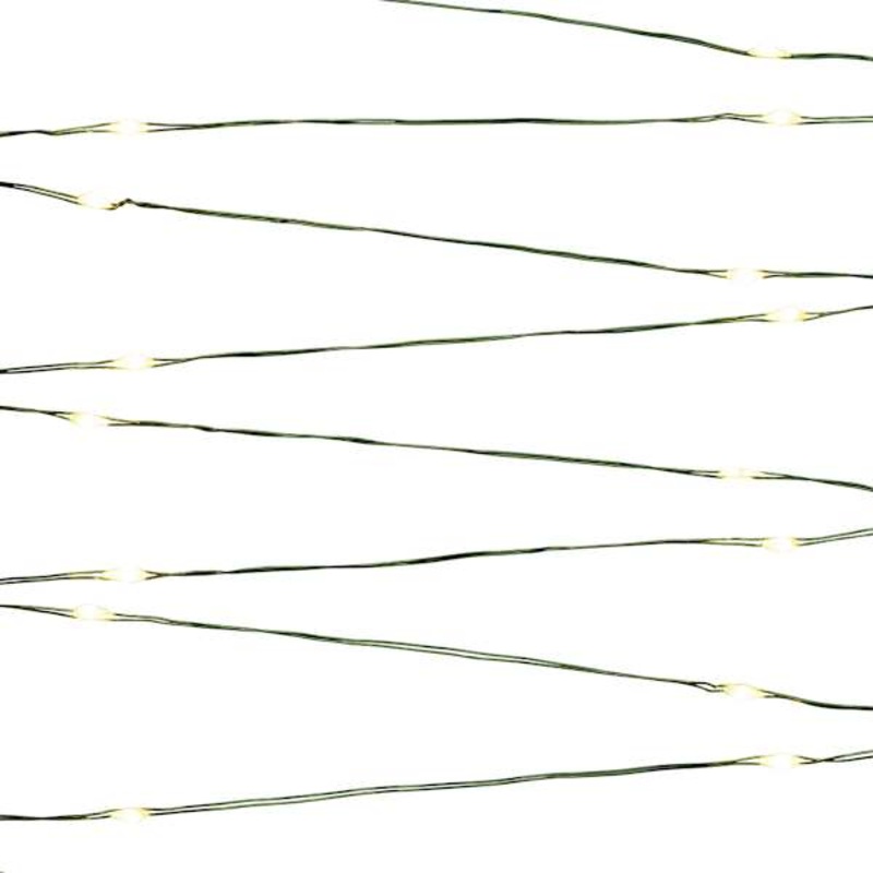 30-Count White String Lights with Green Wire, Battery Operated