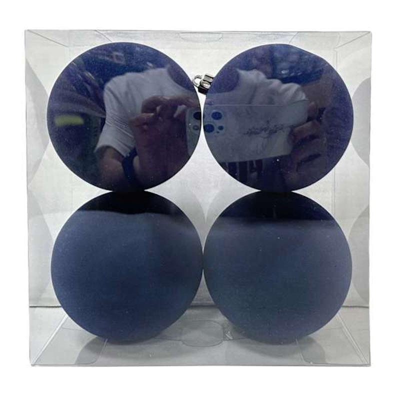 4-Count Blue Flocked Ornaments, 3.9″
